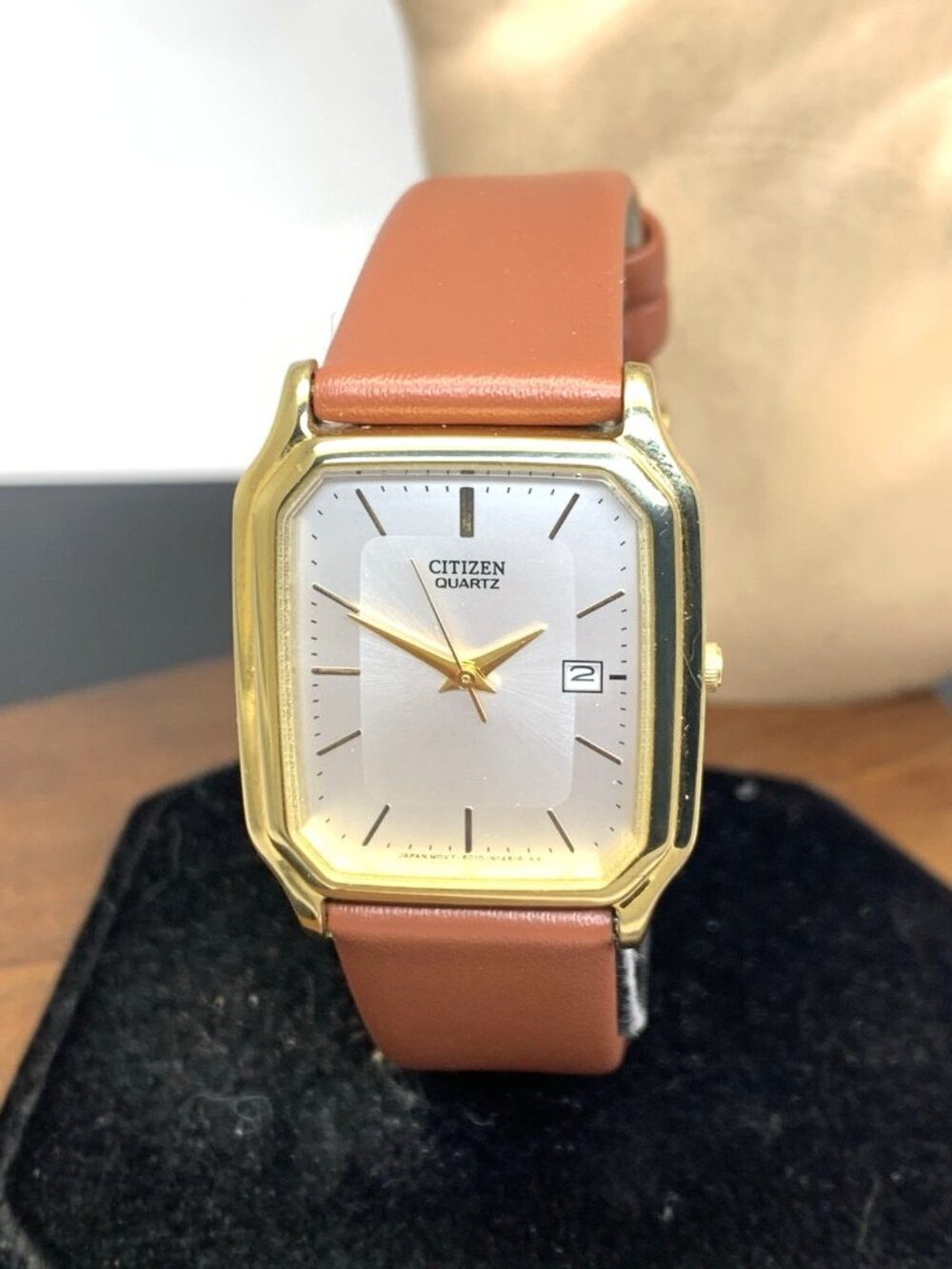Citizen Men's Watch 6010-S36998 Quartz Silver Dial Brown Leather Strap 28mm